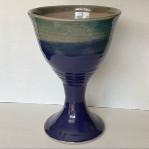 Goblet or Chalice Studio Pottery Blue Gray Glaze Excellent condition looks new